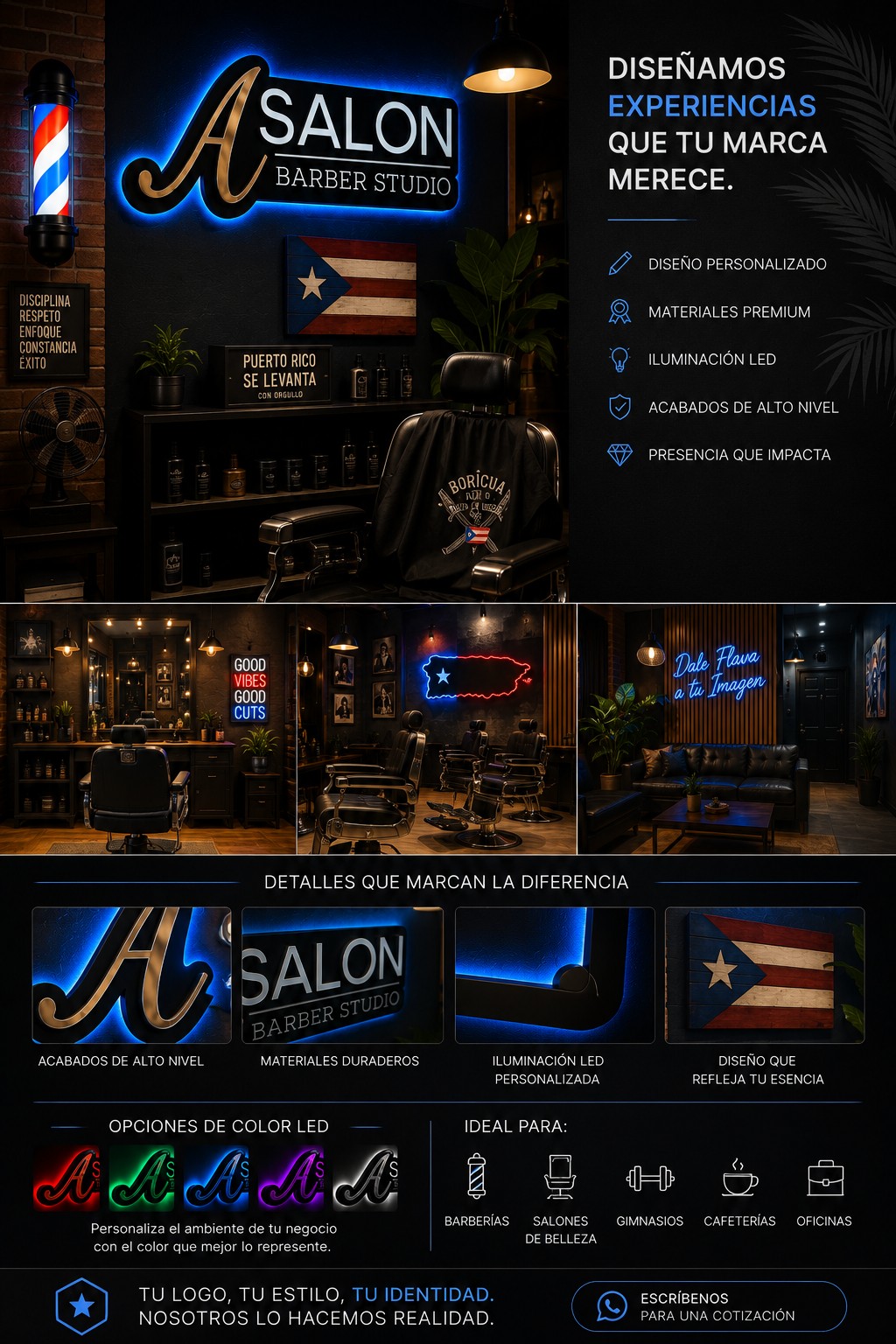 Business sign presentation for barber studio