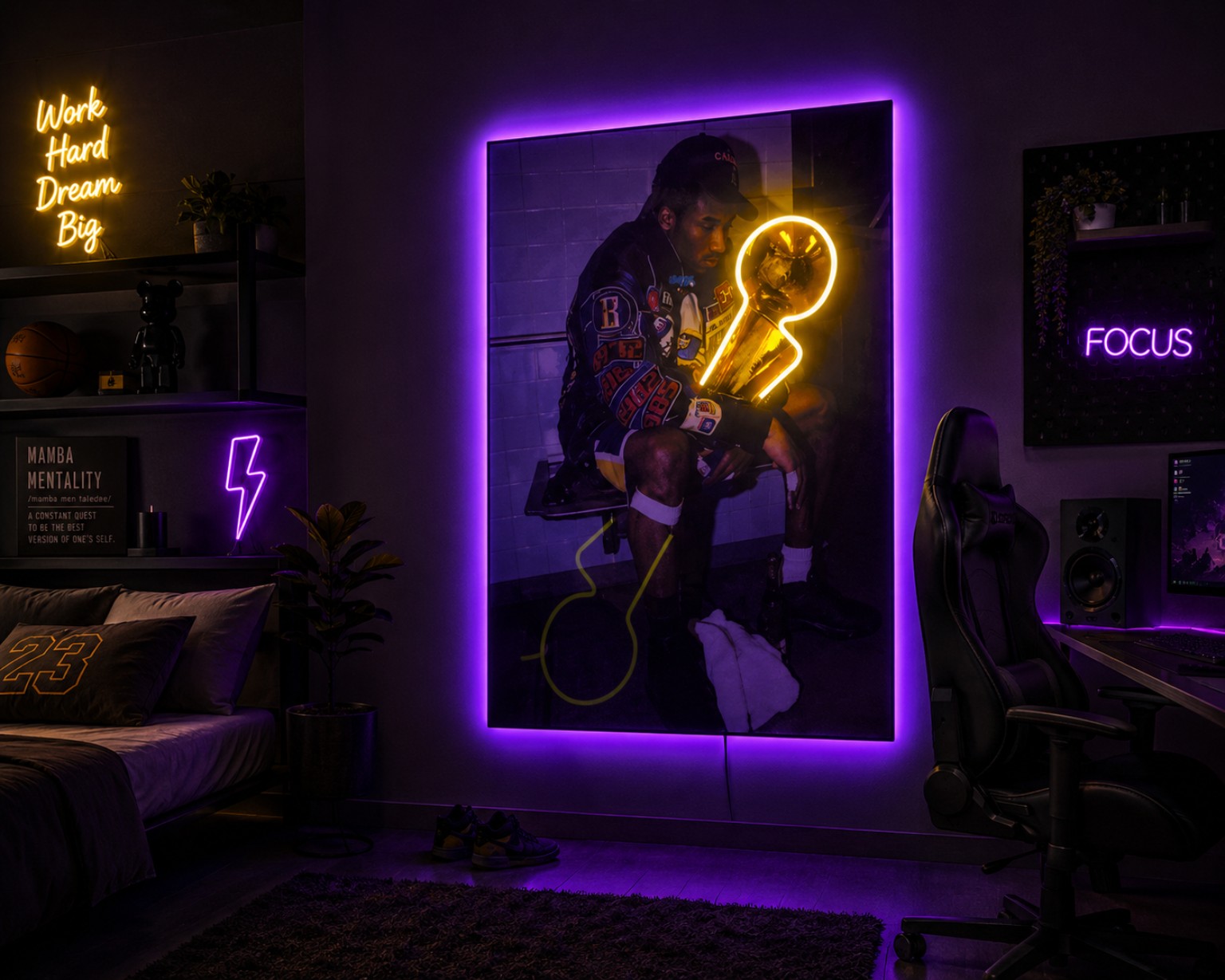 Kobe Bryant illuminated resin art